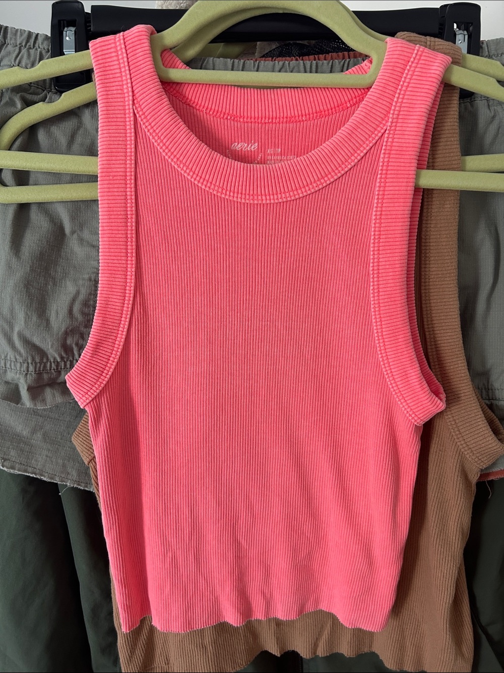 Aerie Tank. Size XS. PTP 12.5”. Stretch. Mild distressed color. Pink. Air dried
